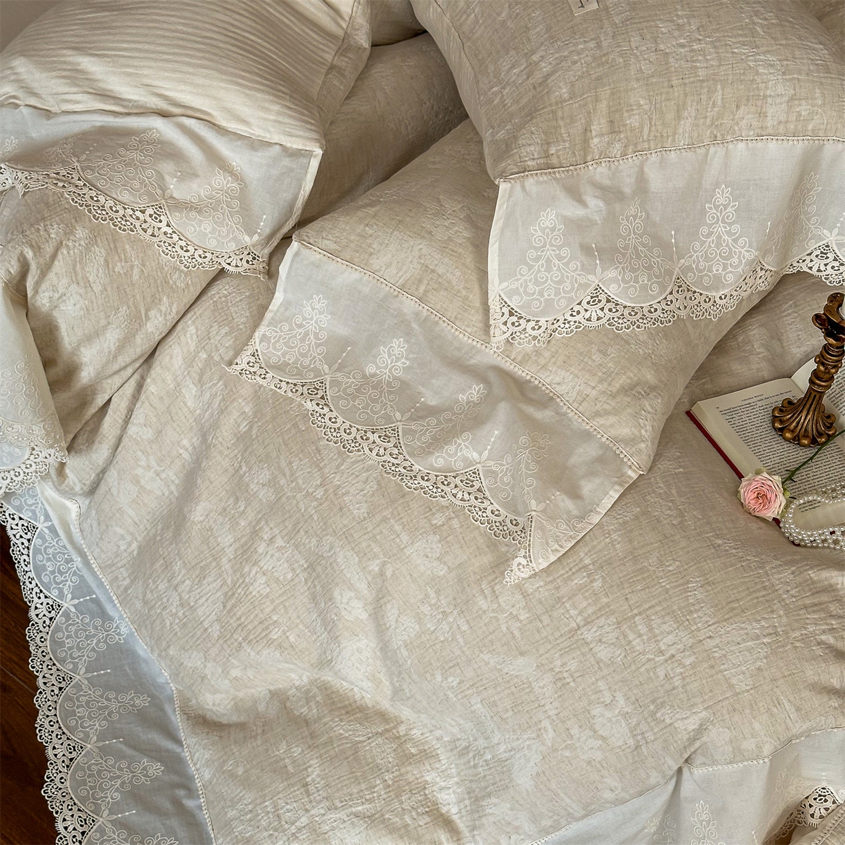 91家纺网 家纺一手货源 找家纺 （总）婳庭家居 2025新款复古棉麻四件套-南法假日