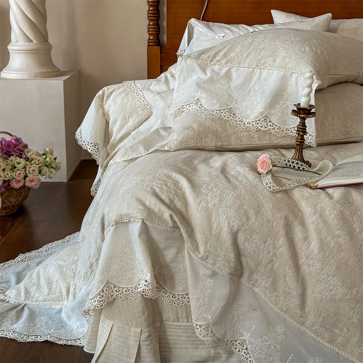 91家纺网 家纺一手货源 找家纺 （总）婳庭家居 2025新款复古棉麻四件套-南法假日