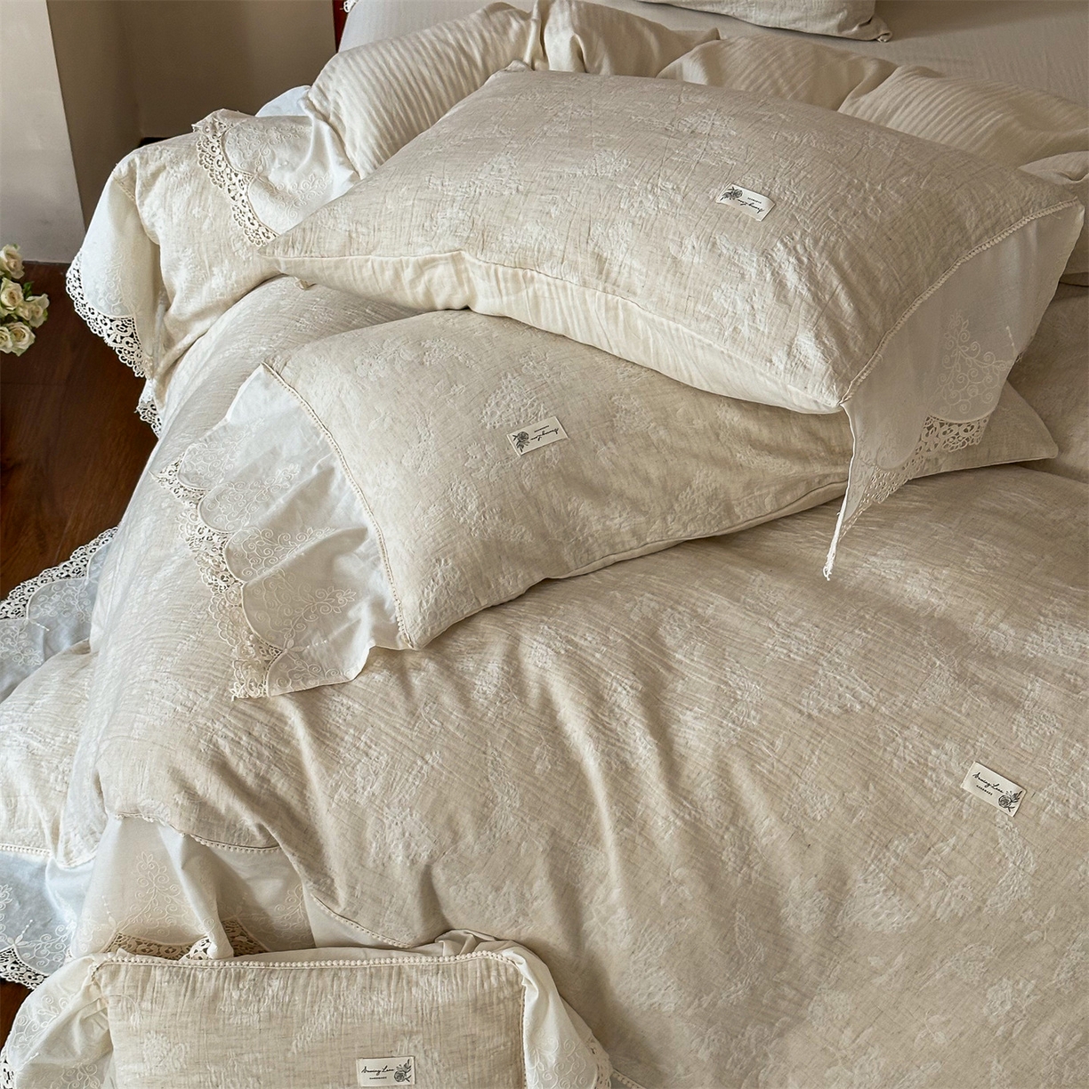 91家纺网 家纺一手货源 找家纺 （总）婳庭家居 2025新款复古棉麻四件套-南法假日