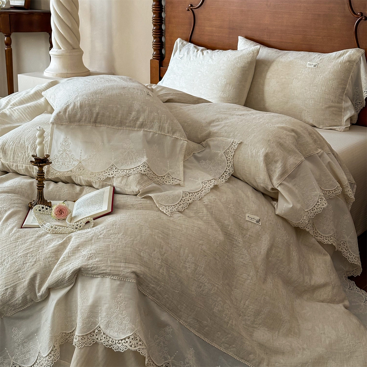 91家纺网 家纺一手货源 找家纺 （总）婳庭家居 2025新款复古棉麻四件套-南法假日