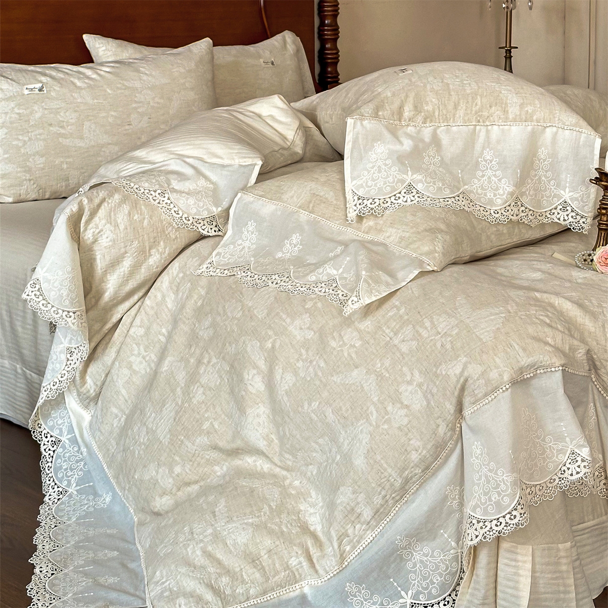 91家纺网 家纺一手货源 找家纺 （总）婳庭家居 2025新款复古棉麻四件套-南法假日