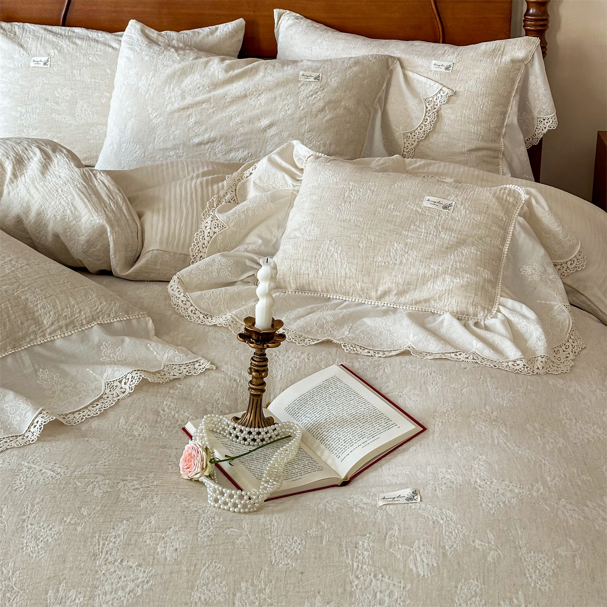 91家纺网 家纺一手货源 找家纺 （总）婳庭家居 2025新款复古棉麻四件套-南法假日