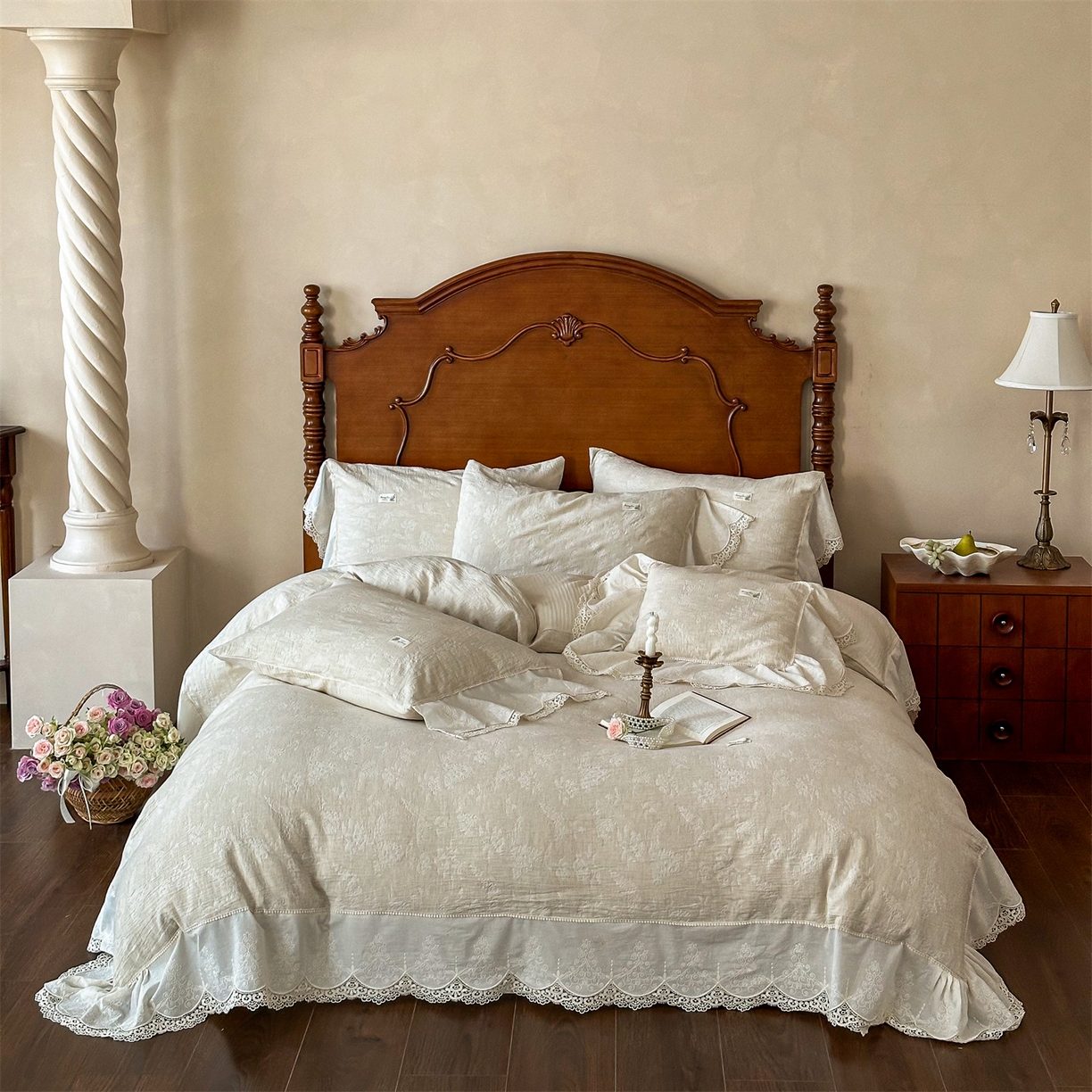 91家纺网 家纺一手货源 找家纺 （总）婳庭家居 2025新款复古棉麻四件套-南法假日