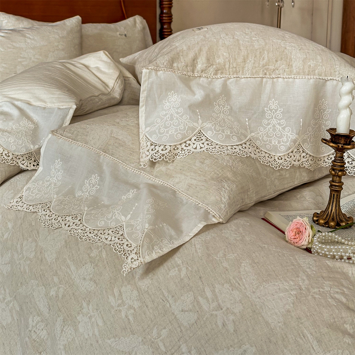 91家纺网 家纺一手货源 找家纺 （总）婳庭家居 2025新款复古棉麻四件套-南法假日