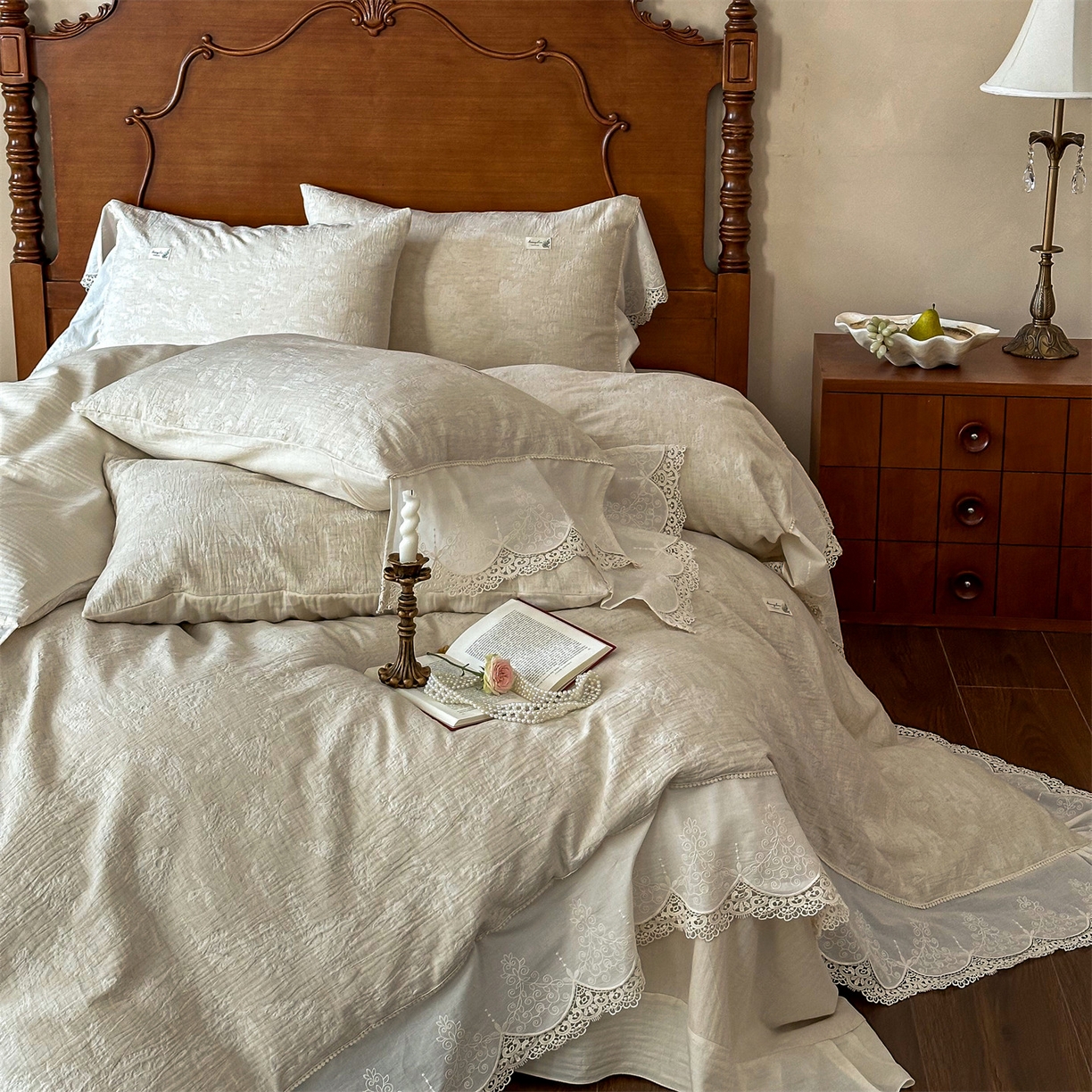 91家纺网 家纺一手货源 找家纺 （总）婳庭家居 2025新款复古棉麻四件套-南法假日