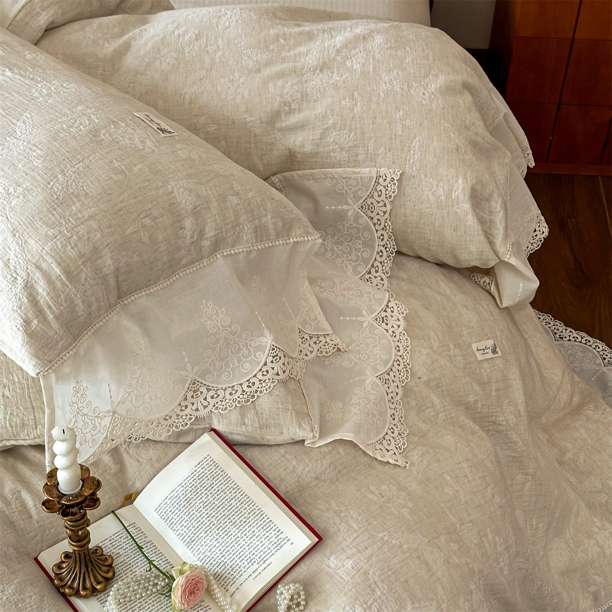 91家纺网 家纺一手货源 找家纺 （总）婳庭家居 2025新款复古棉麻四件套-南法假日