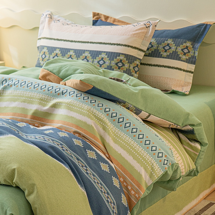 91家纺网 家纺一手货源 找家纺 典曼家纺 2025新款原棉磨毛印花四件套 达米安