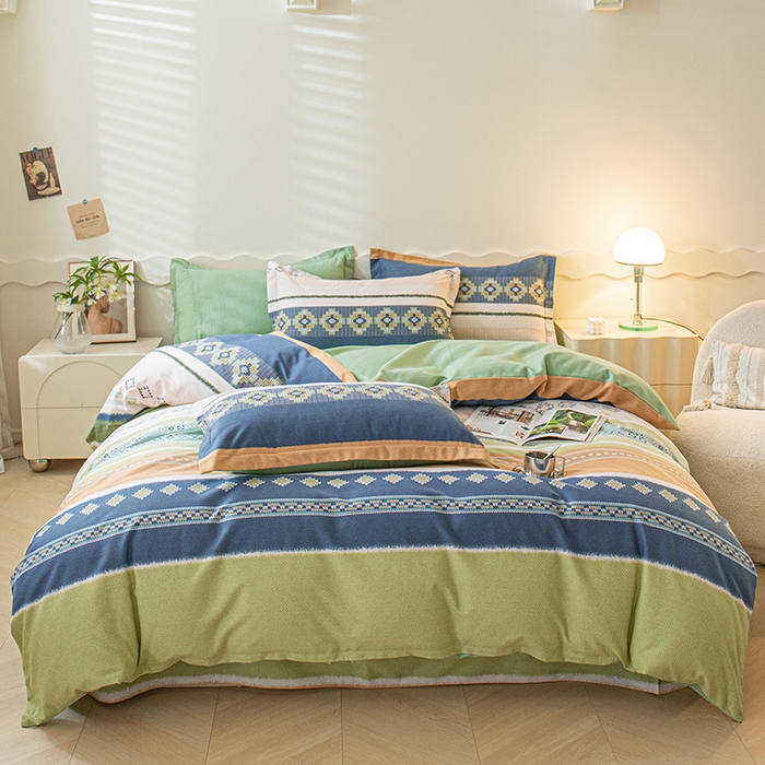 91家纺网 家纺一手货源 找家纺 典曼家纺 2025新款原棉磨毛印花四件套 达米安