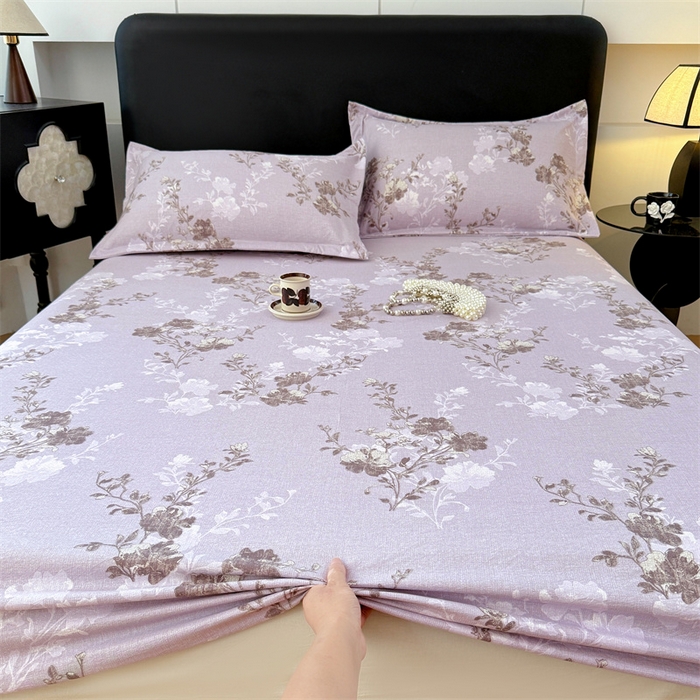 91家纺网 家纺一手货源 找家纺 圣比熊 2025新款原麻床笠机洗家用防滑透气四季款床罩床垫床单保护套 春风序