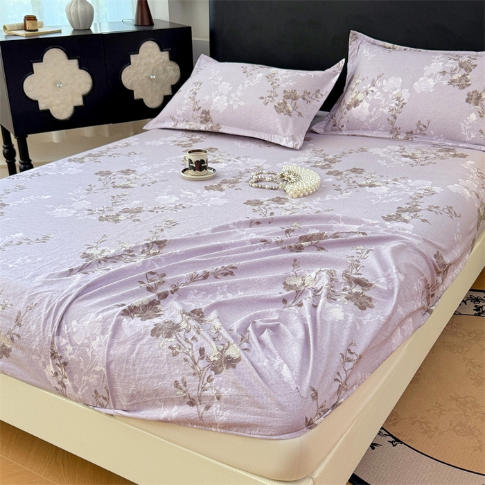 91家纺网 家纺一手货源 找家纺 圣比熊 2025新款原麻床笠机洗家用防滑透气四季款床罩床垫床单保护套 春风序