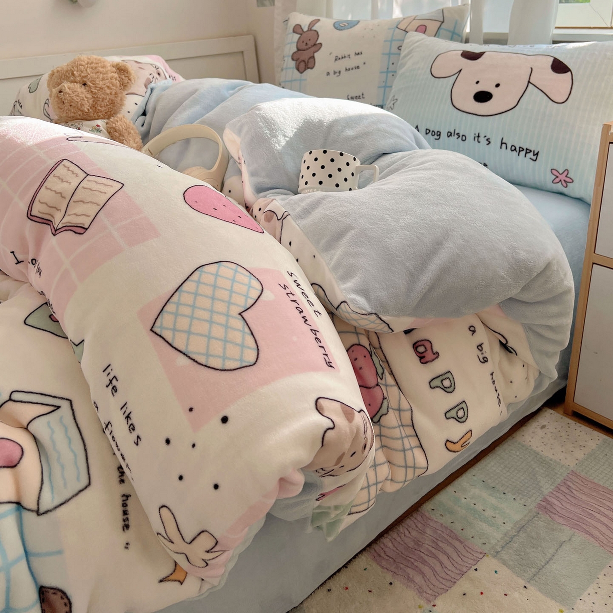 （总）桃喜 2025新款A类200g牛奶绒（含导电丝）印花床单款四件套