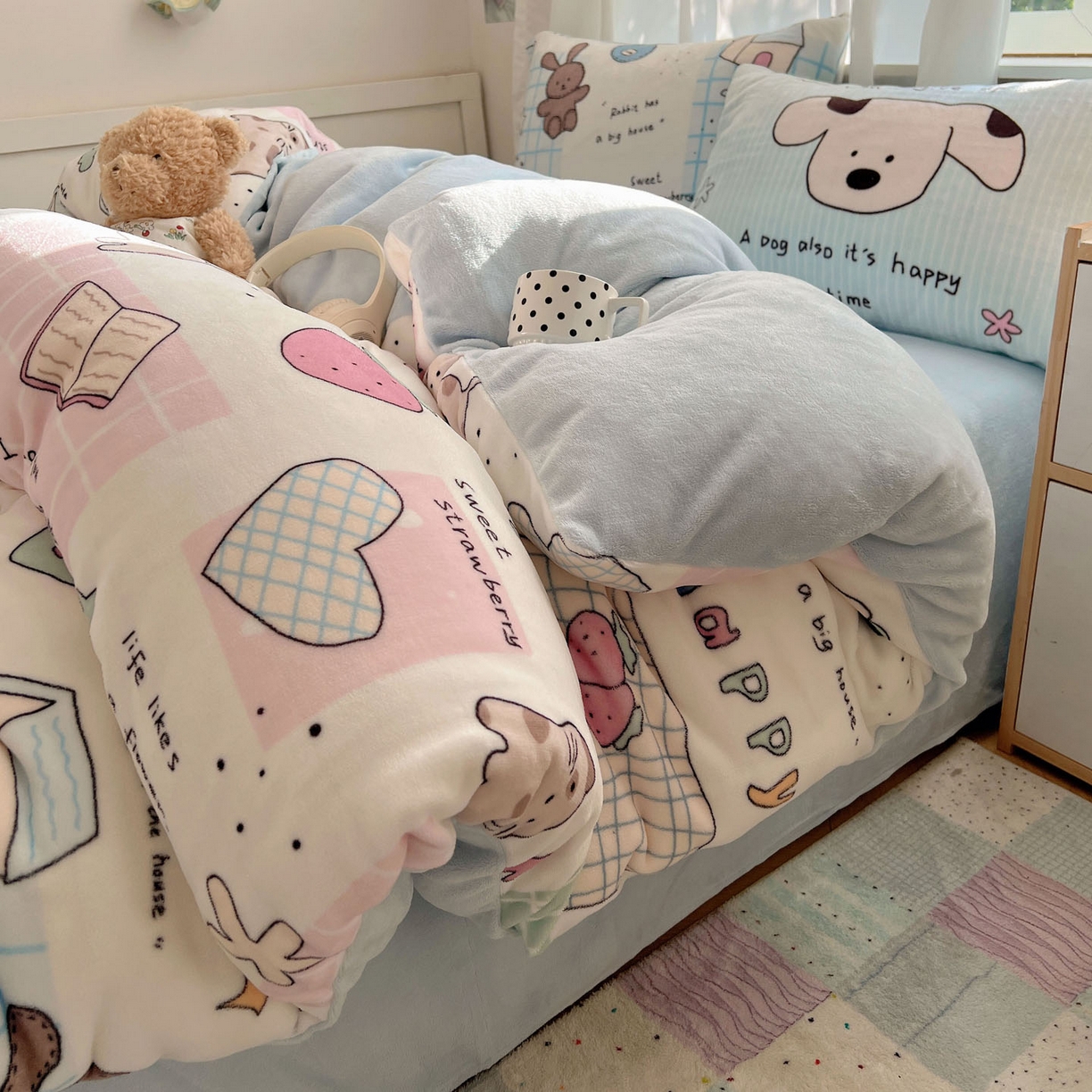 91家纺网 家纺一手货源 找家纺 （总）桃喜 2025新款A类200g牛奶绒（含导电丝）印花床单款四件套