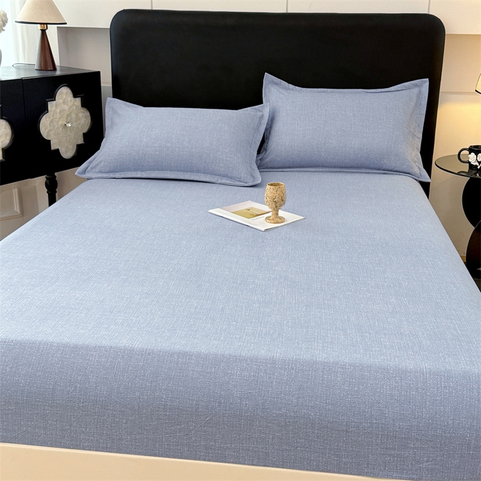 91家纺网 家纺一手货源 找家纺 圣比熊 2025新款原麻床笠机洗家用防滑透气四季款床罩床垫床单保护套 帝都蓝