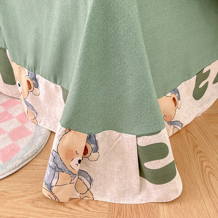 91家纺网 家纺一手货源 找家纺 典曼家纺 2025新款原棉磨毛印花四件套 梦游记·绿