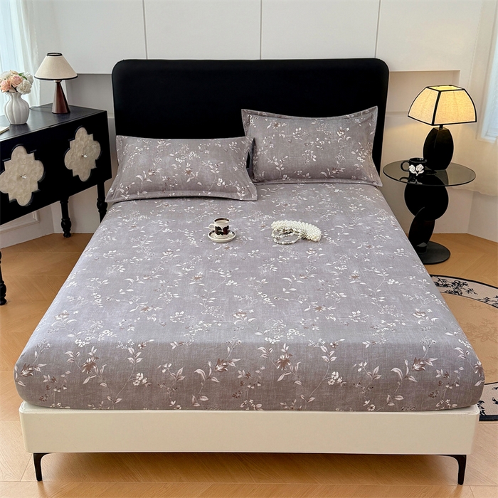 91家纺网 家纺一手货源 找家纺 圣比熊 2025新款原麻床笠机洗家用防滑透气四季款床罩床垫床单保护套 花蕾