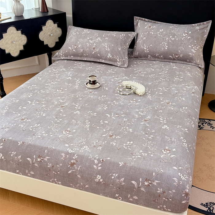 91家纺网 家纺一手货源 找家纺 圣比熊 2025新款原麻床笠机洗家用防滑透气四季款床罩床垫床单保护套 花蕾