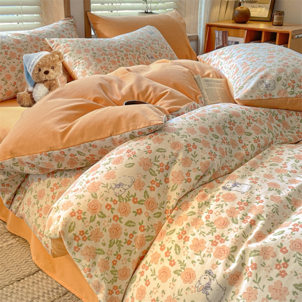 典曼家纺 2025新款原棉磨毛印花四件套 春日奇迹