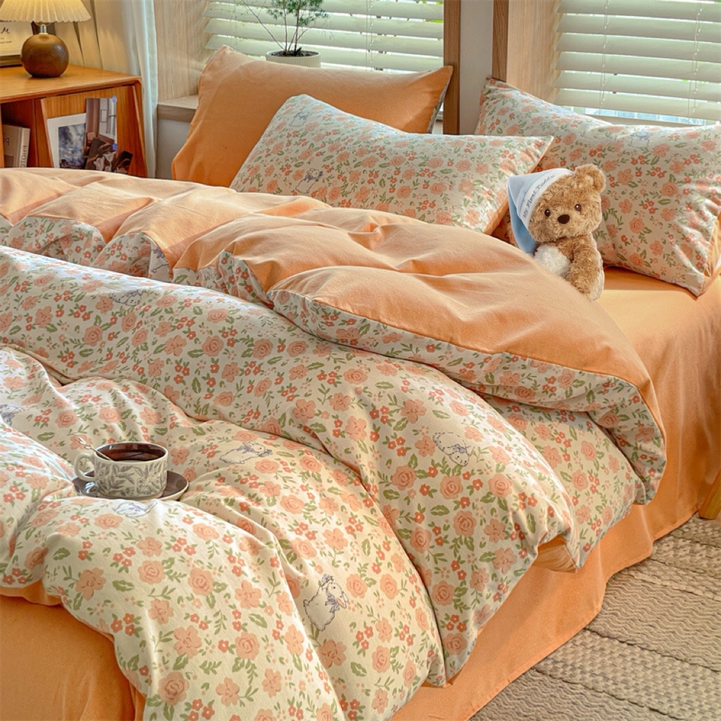 91家纺网 家纺一手货源 找家纺 典曼家纺 2025新款原棉磨毛印花四件套 春日奇迹