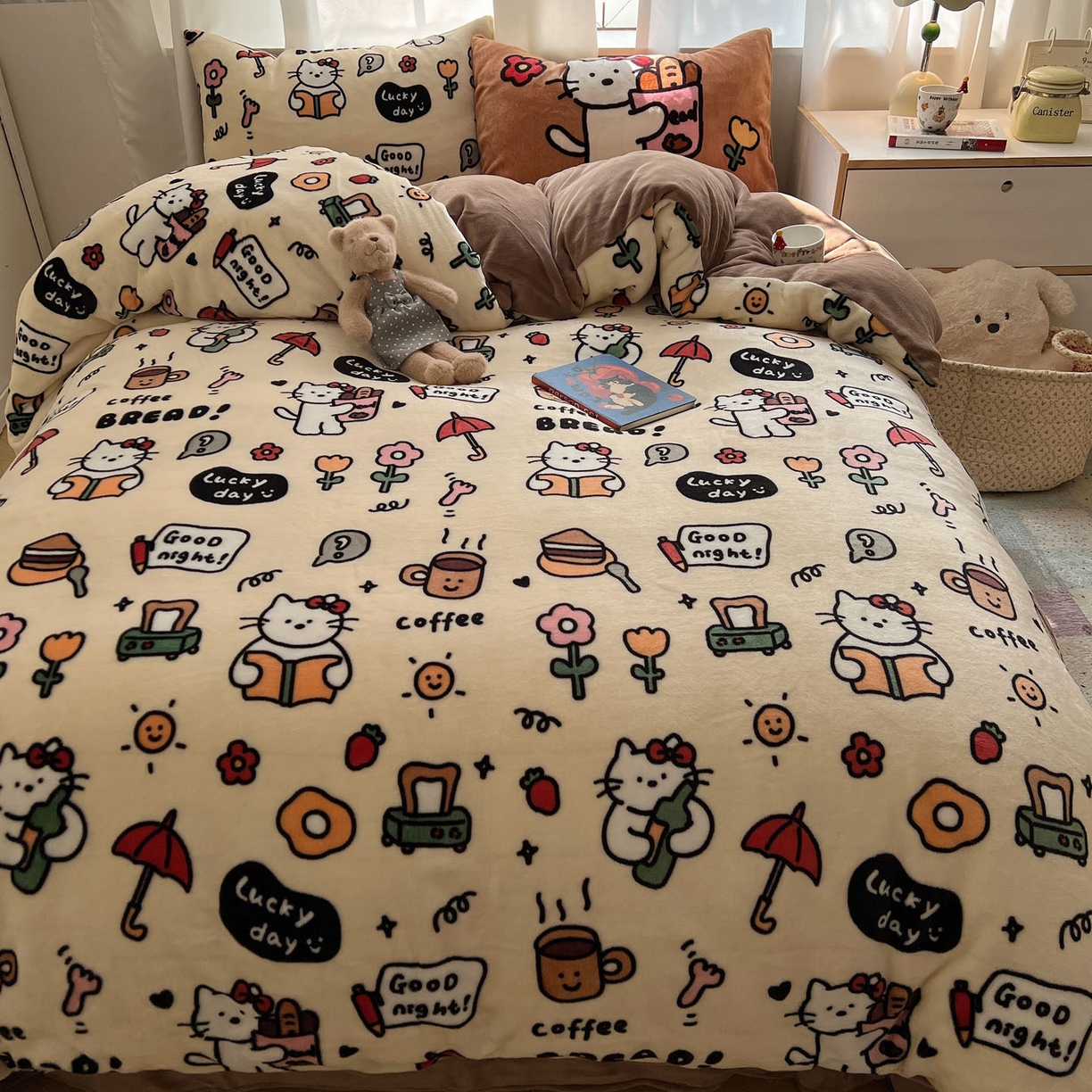 91家纺网 家纺一手货源 找家纺 桃喜 2025新款A类200g牛奶绒（含导电丝）印花床单款四件套 小猫笔记