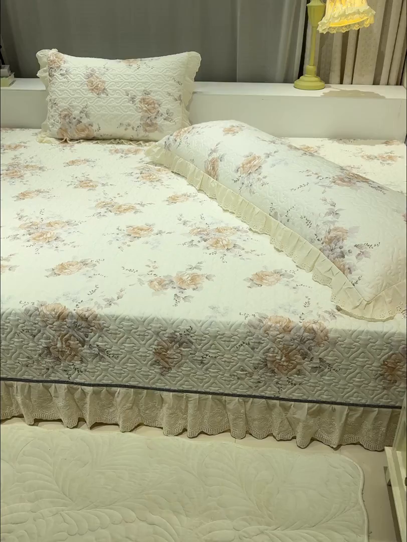 91家纺网 家纺一手货源 找家纺 冬然家纺 2025新款纯棉数码印花榻榻米床盖系列 淡雅清香