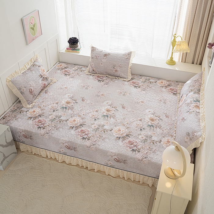 91家纺网 家纺一手货源 找家纺 冬然家纺 2025新款纯棉数码印花榻榻米床盖系列 国色天香