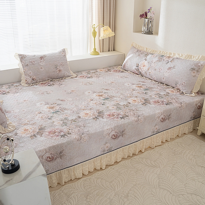 91家纺网 家纺一手货源 找家纺 冬然家纺 2025新款纯棉数码印花榻榻米床盖系列 国色天香