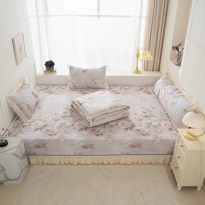 91家纺网 家纺一手货源 找家纺 冬然家纺 2025新款纯棉数码印花榻榻米床盖系列 国色天香