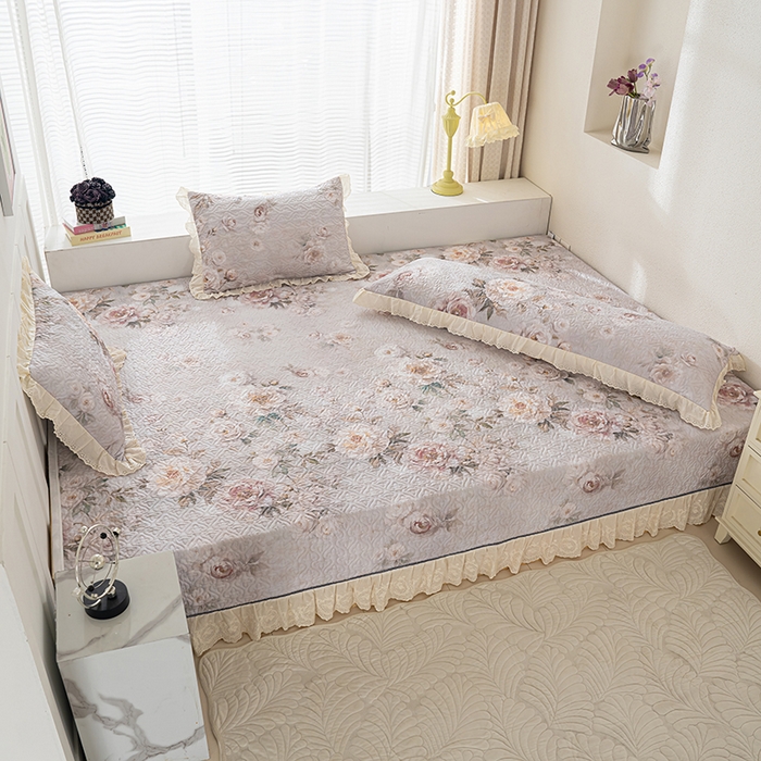 91家纺网 家纺一手货源 找家纺 冬然家纺 2025新款纯棉数码印花榻榻米床盖系列 国色天香