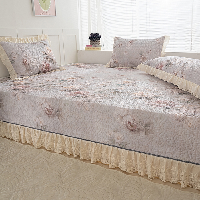 91家纺网 家纺一手货源 找家纺 冬然家纺 2025新款纯棉数码印花榻榻米床盖系列 国色天香