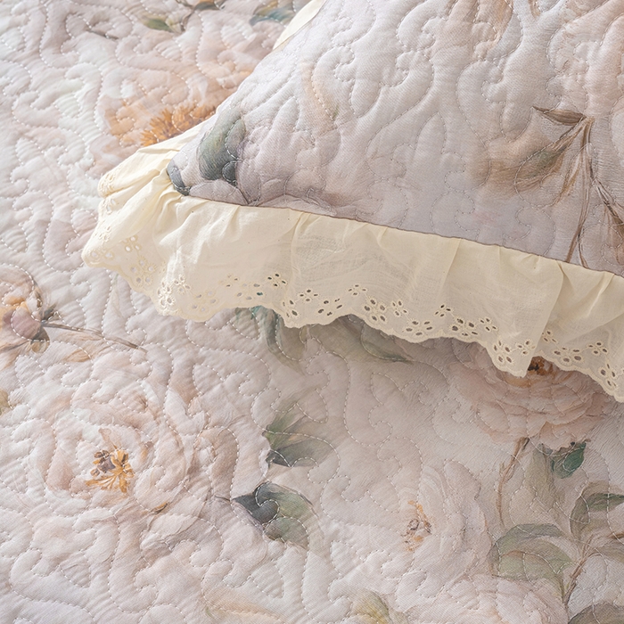 91家纺网 家纺一手货源 找家纺 冬然家纺 2025新款纯棉数码印花榻榻米床盖系列 国色天香