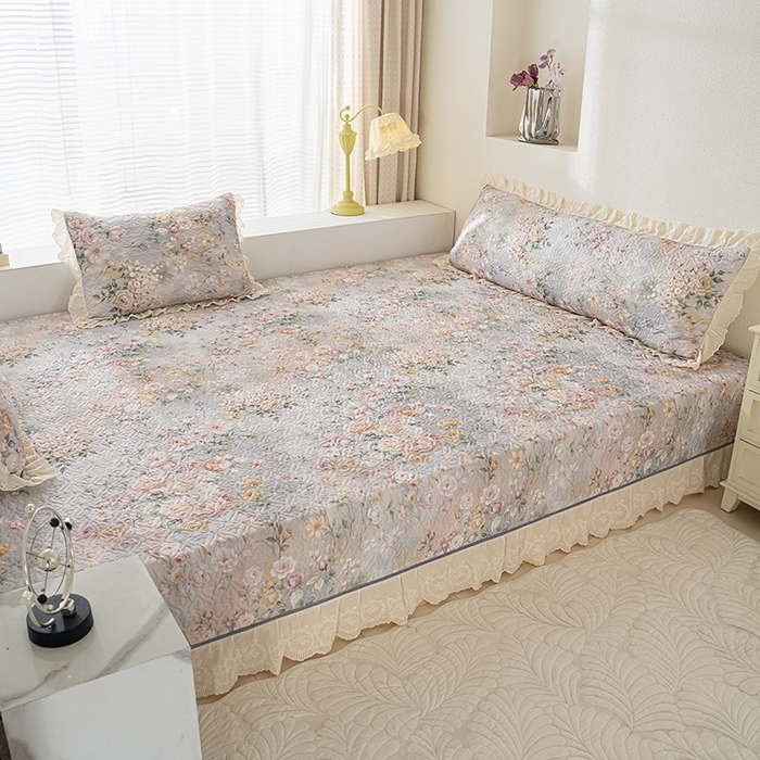 91家纺网 家纺一手货源 找家纺 冬然家纺 2025新款纯棉数码印花榻榻米床盖系列 花海之恋