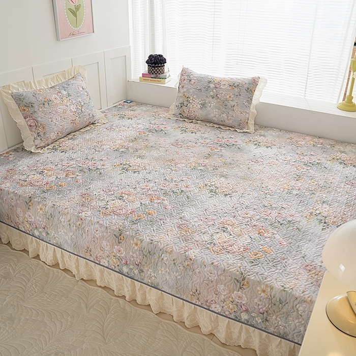 91家纺网 家纺一手货源 找家纺 冬然家纺 2025新款纯棉数码印花榻榻米床盖系列 花海之恋