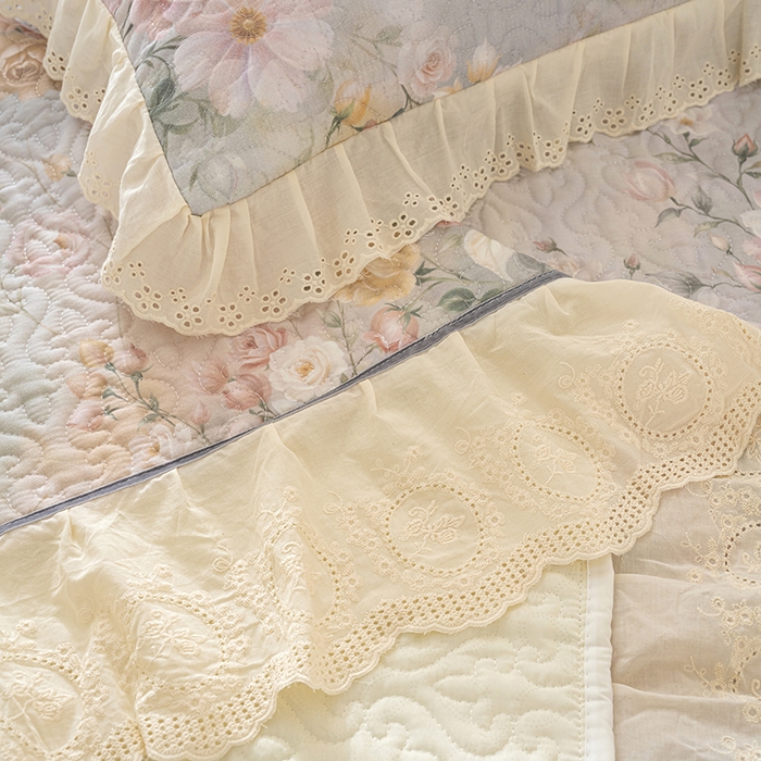 91家纺网 家纺一手货源 找家纺 冬然家纺 2025新款纯棉数码印花榻榻米床盖系列 花海之恋