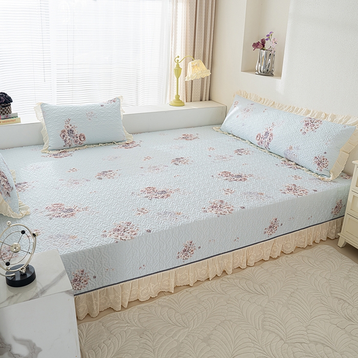 91家纺网 家纺一手货源 找家纺 冬然家纺 2025新款纯棉数码印花榻榻米床盖系列 花影