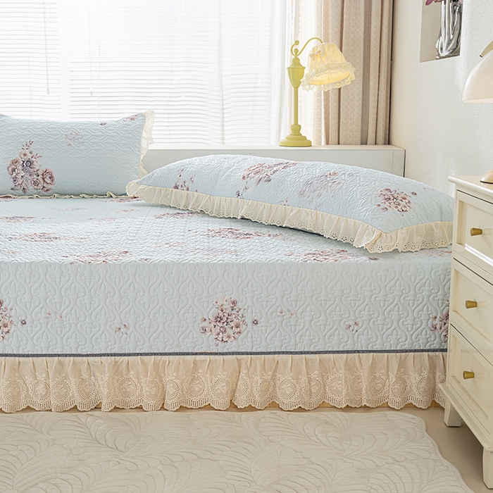 91家纺网 家纺一手货源 找家纺 冬然家纺 2025新款纯棉数码印花榻榻米床盖系列 花影