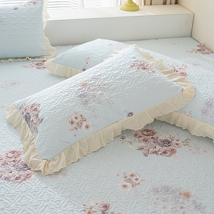 91家纺网 家纺一手货源 找家纺 冬然家纺 2025新款纯棉数码印花榻榻米床盖系列 花影