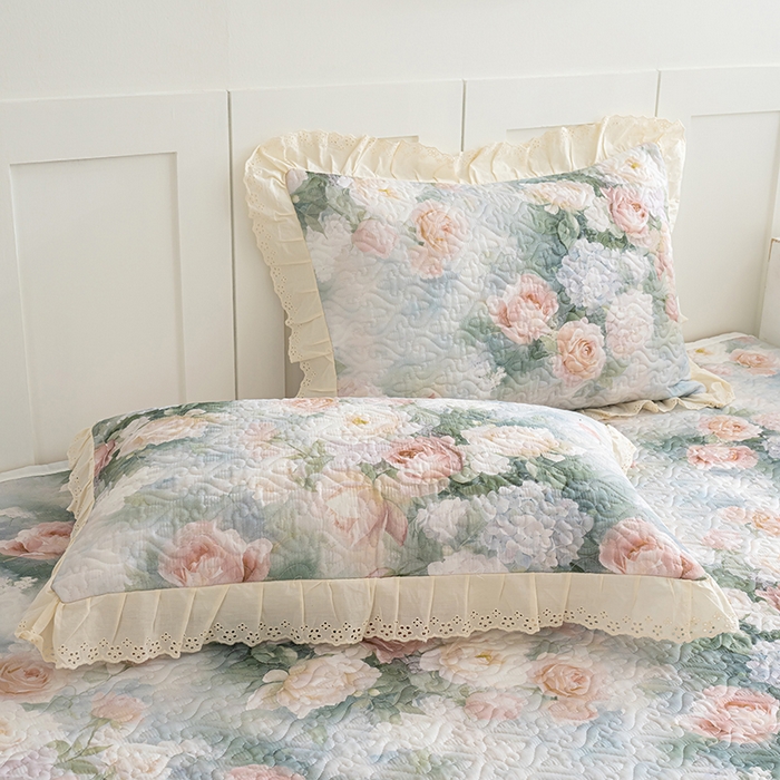 91家纺网 家纺一手货源 找家纺 冬然家纺 2025新款纯棉数码印花榻榻米床盖系列 梦幻花镜