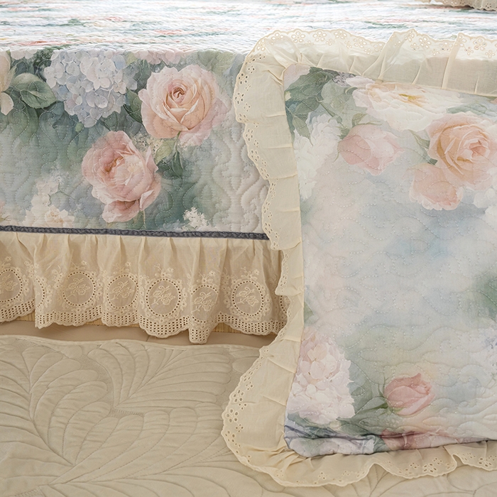 91家纺网 家纺一手货源 找家纺 冬然家纺 2025新款纯棉数码印花榻榻米床盖系列 梦幻花镜