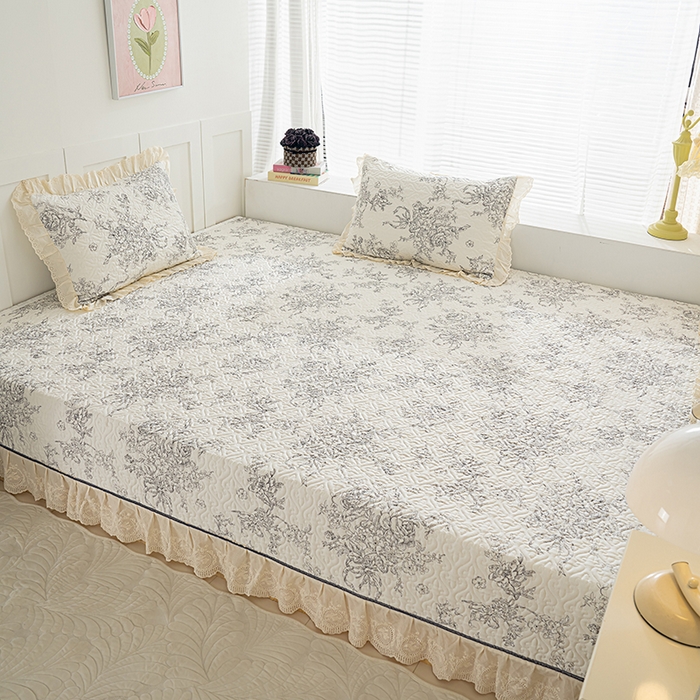 91家纺网 家纺一手货源 找家纺 冬然家纺 2025新款纯棉数码印花榻榻米床盖系列 墨雅清风