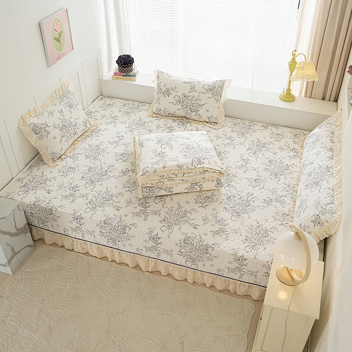 91家纺网 家纺一手货源 找家纺 冬然家纺 2025新款纯棉数码印花榻榻米床盖系列 墨雅清风