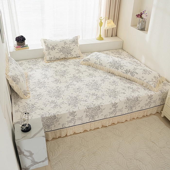 91家纺网 家纺一手货源 找家纺 冬然家纺 2025新款纯棉数码印花榻榻米床盖系列 墨雅清风