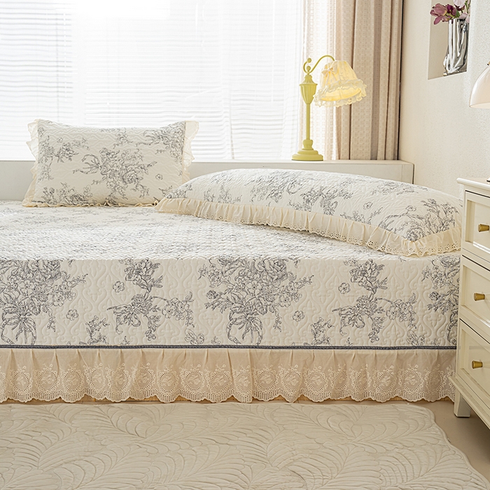 91家纺网 家纺一手货源 找家纺 冬然家纺 2025新款纯棉数码印花榻榻米床盖系列 墨雅清风