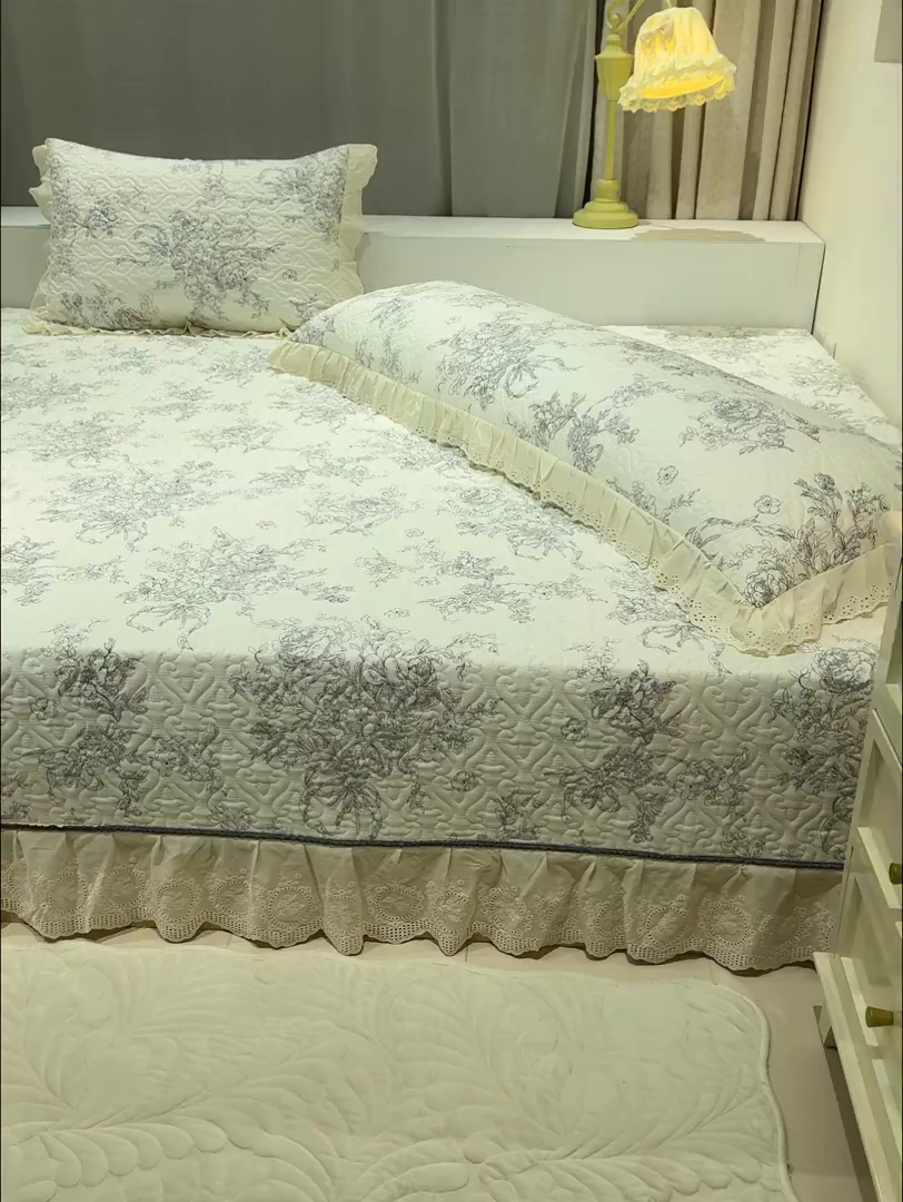 91家纺网 家纺一手货源 找家纺 冬然家纺 2025新款纯棉数码印花榻榻米床盖系列 墨雅清风