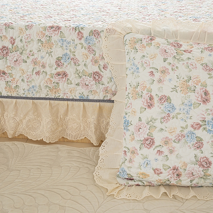 91家纺网 家纺一手货源 找家纺 冬然家纺 2025新款纯棉数码印花榻榻米床盖系列 田园花梦