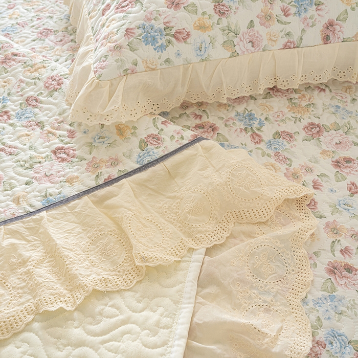 91家纺网 家纺一手货源 找家纺 冬然家纺 2025新款纯棉数码印花榻榻米床盖系列 田园花梦