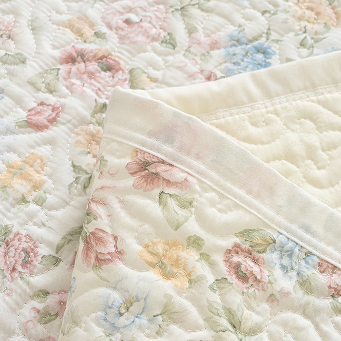 91家纺网 家纺一手货源 找家纺 冬然家纺 2025新款纯棉数码印花榻榻米床盖系列 田园花梦