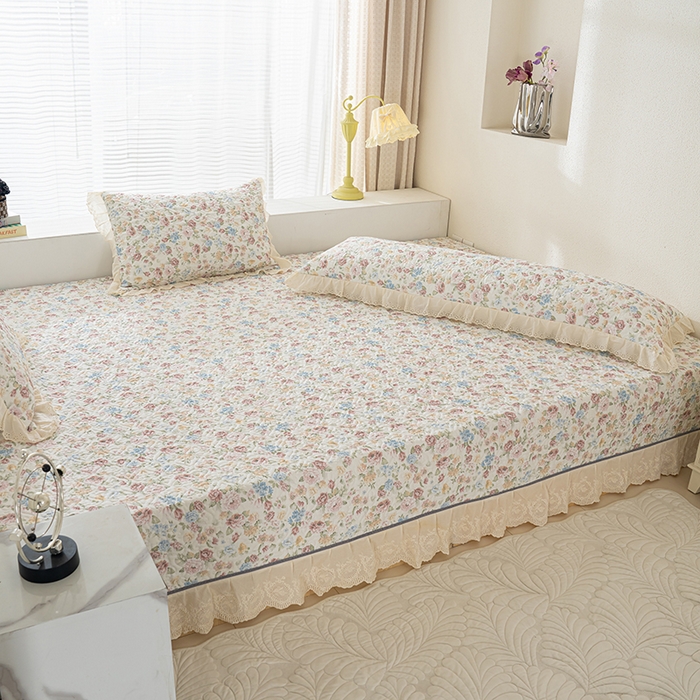 91家纺网 家纺一手货源 找家纺 冬然家纺 2025新款纯棉数码印花榻榻米床盖系列 田园花梦