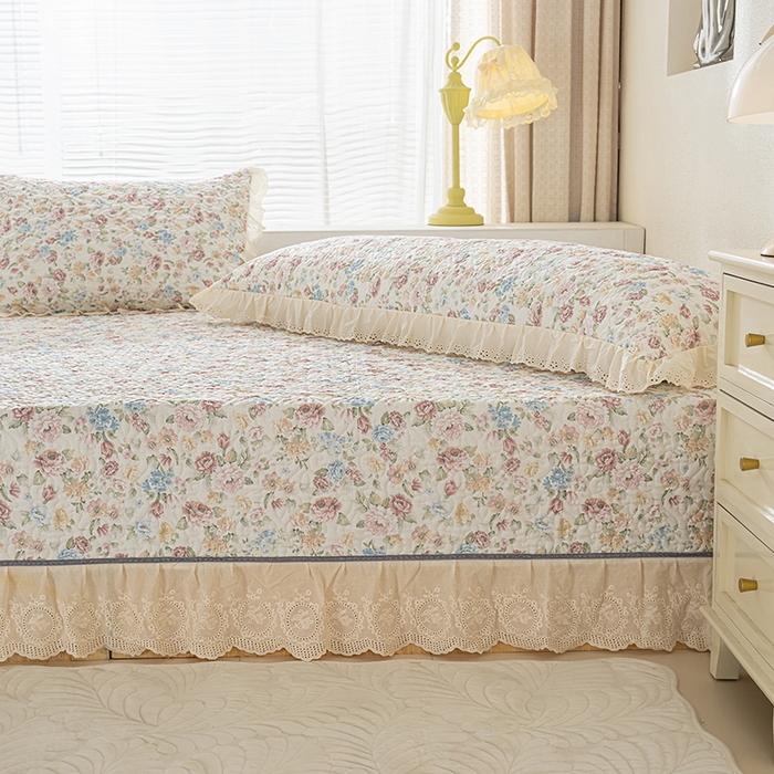 91家纺网 家纺一手货源 找家纺 冬然家纺 2025新款纯棉数码印花榻榻米床盖系列 田园花梦