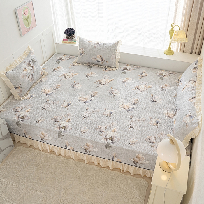 91家纺网 家纺一手货源 找家纺 冬然家纺 2025新款纯棉数码印花榻榻米床盖系列 玉兰花