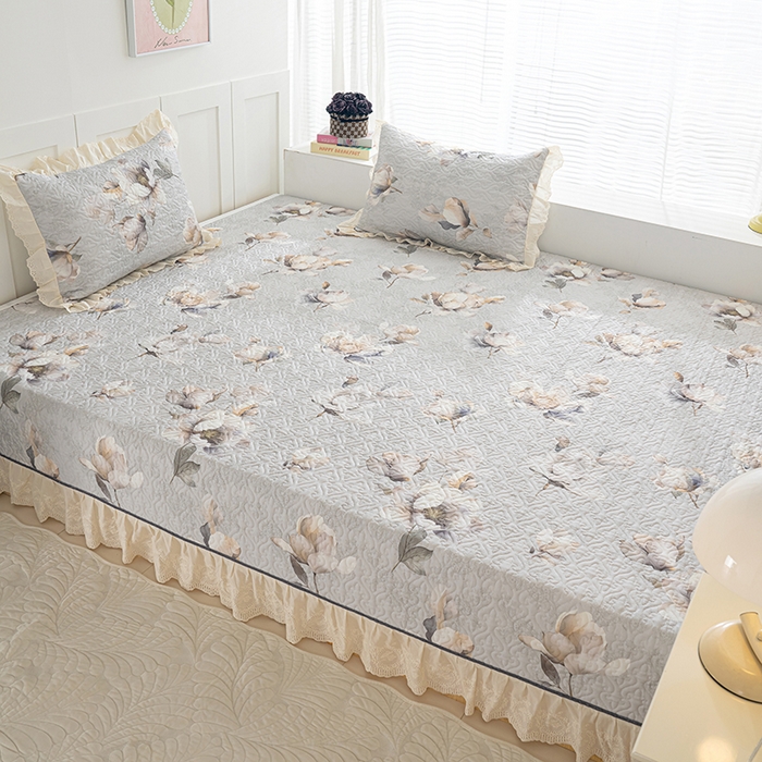 91家纺网 家纺一手货源 找家纺 冬然家纺 2025新款纯棉数码印花榻榻米床盖系列 玉兰花